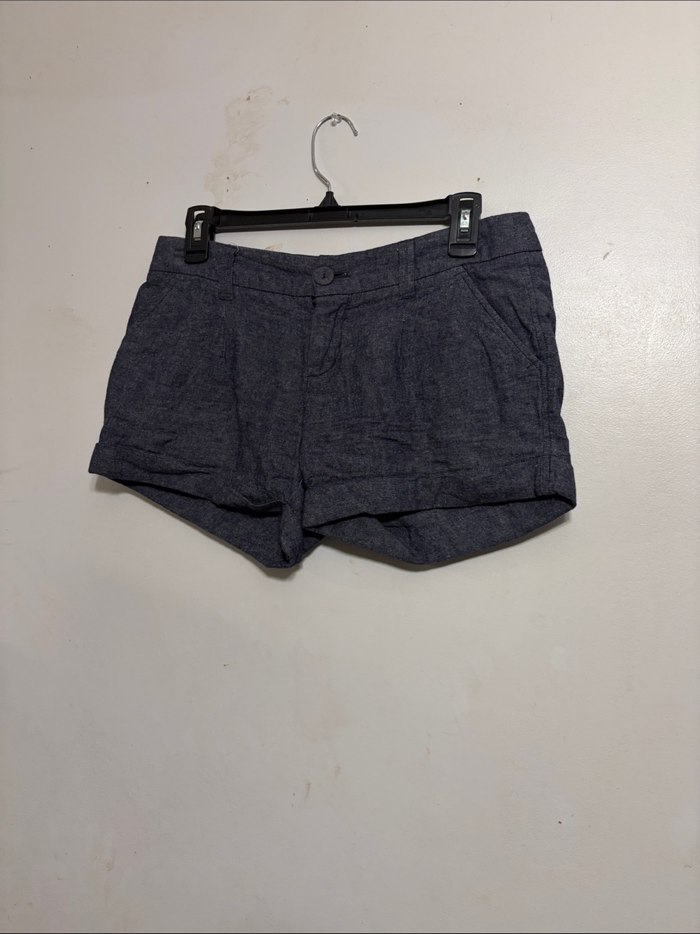 High-Waist Cuffed Women’s Shorts in Charcoal Blue